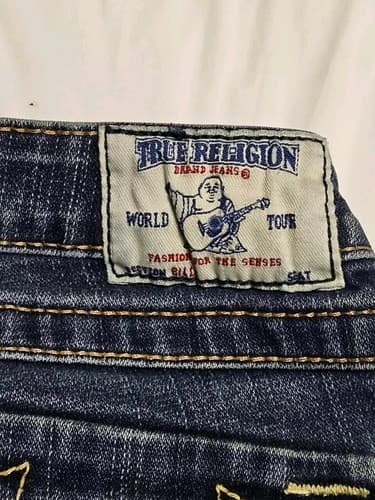 TRUE RELIGION Brand Women's Jeans Denim Med Wash Blue Straight Leg Pants Size 28 - Thumbnail 2