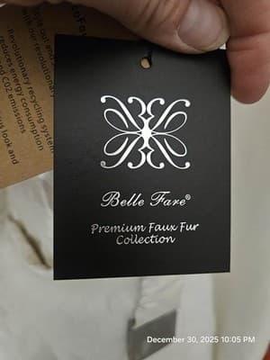 Belle Fare Premium Faux Fur Collection Vest Large White Fuzzy Warm Jacket Coat - Thumbnail 13