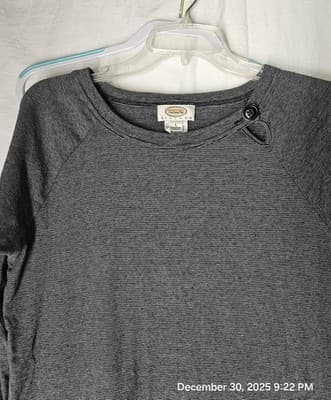 Talbots Petites Women's Large Long Sleeve Black Stripe Round Neck Shirt - Thumbnail 6