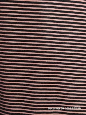Talbots Petite Women's Long Sleeve Large T-Shirt Blouse Burgandy Black stripe - Thumbnail 2