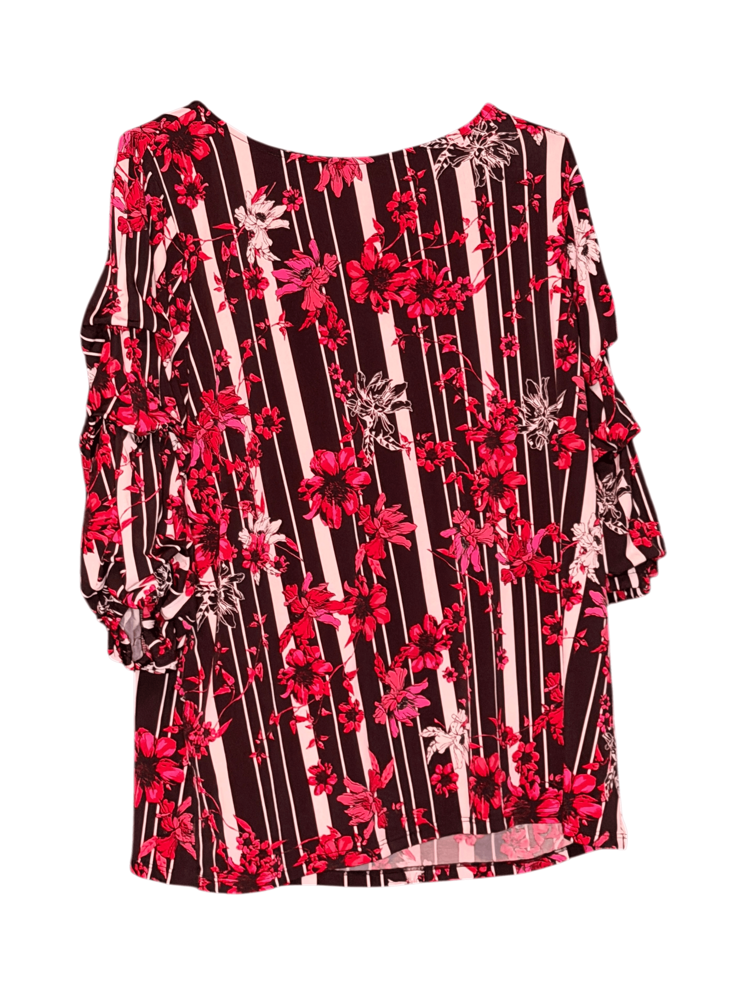 Slim Factor by Investments Floral Striped Top Medium