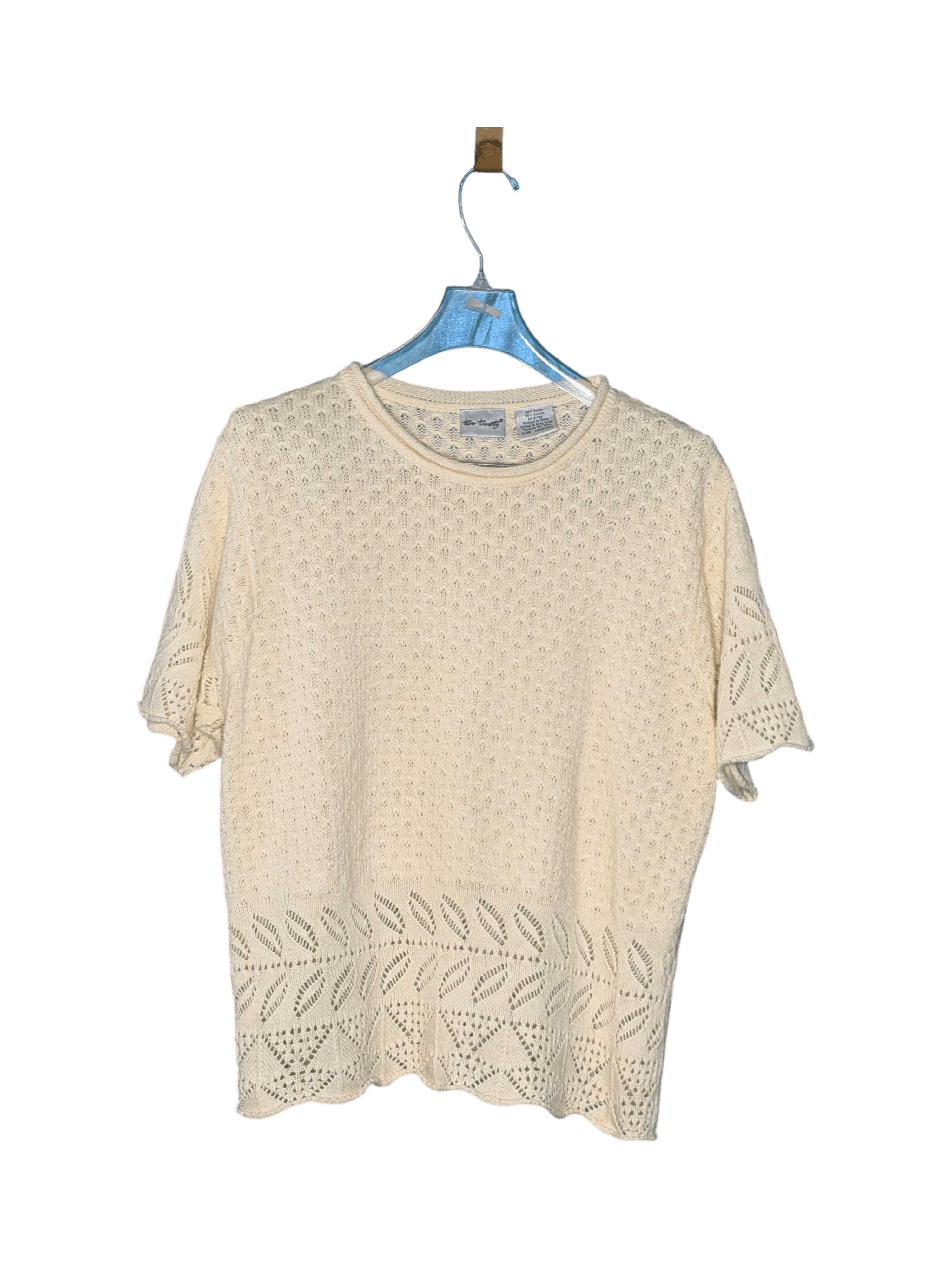 VINTAGE Two Twenty Cottagecore Knitted Cream Top