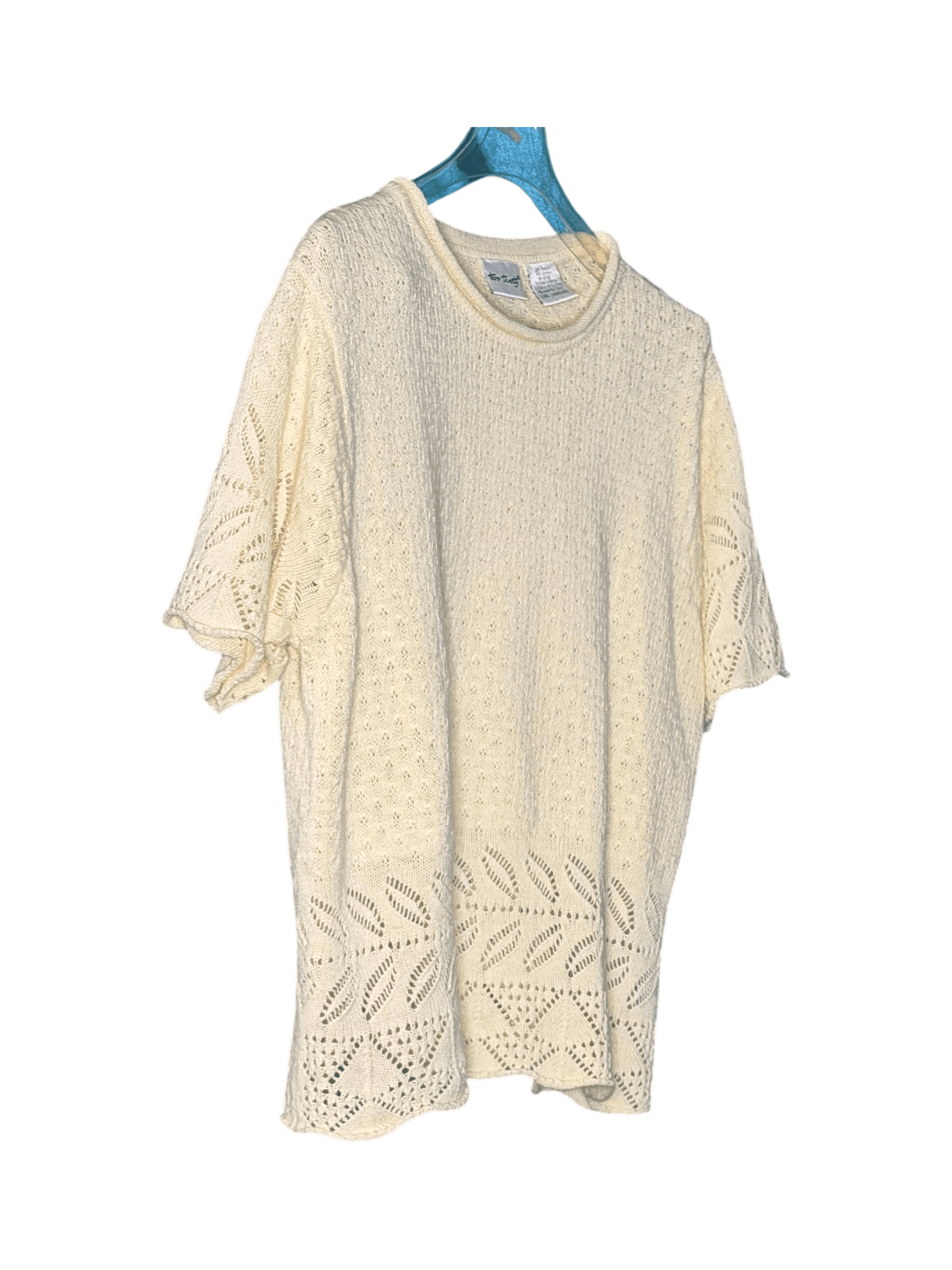 VINTAGE Two Twenty Cottagecore Knitted Cream Top - Thumbnail 2