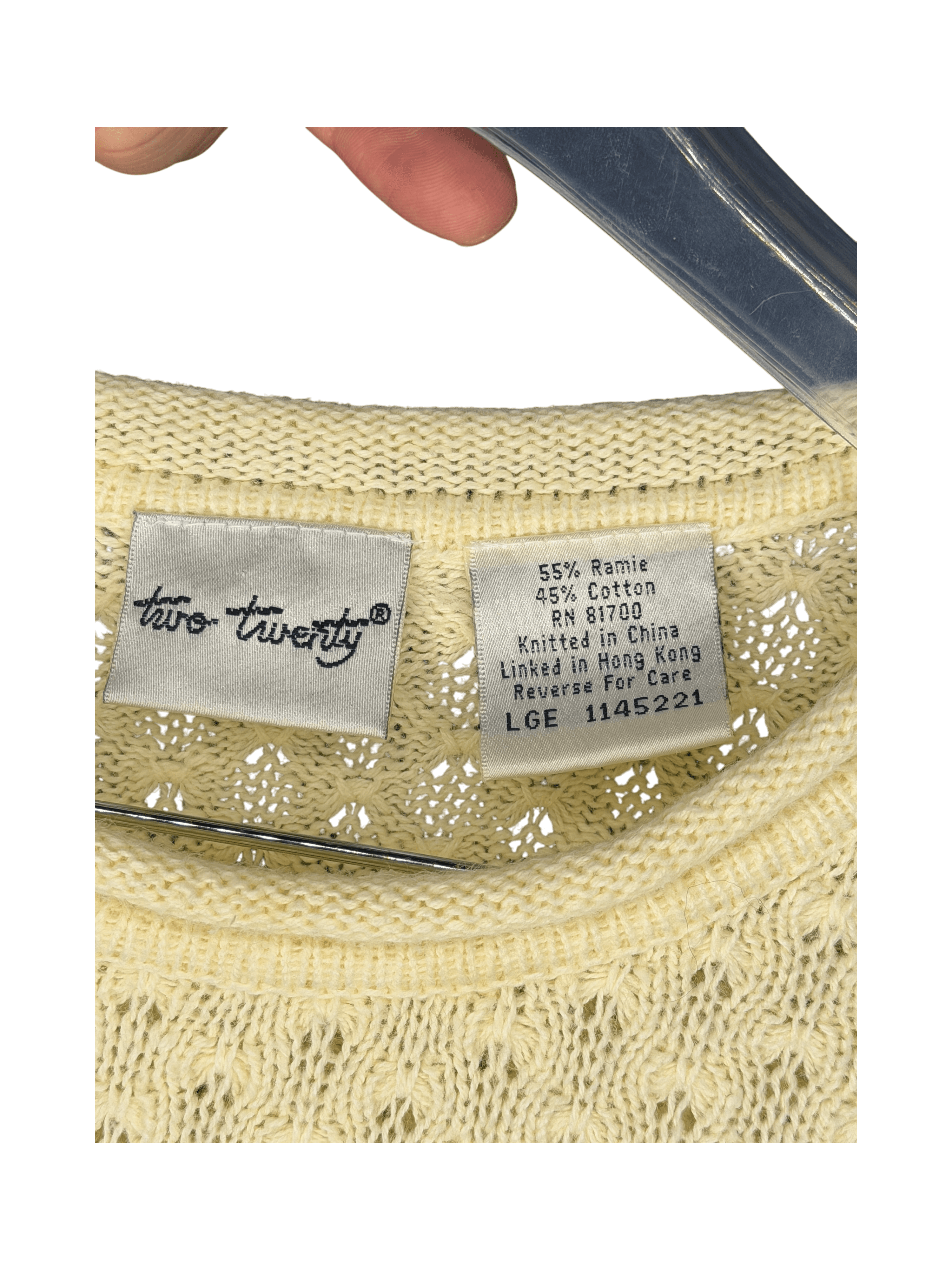 VINTAGE Two Twenty Cottagecore Knitted Cream Top - Thumbnail 4