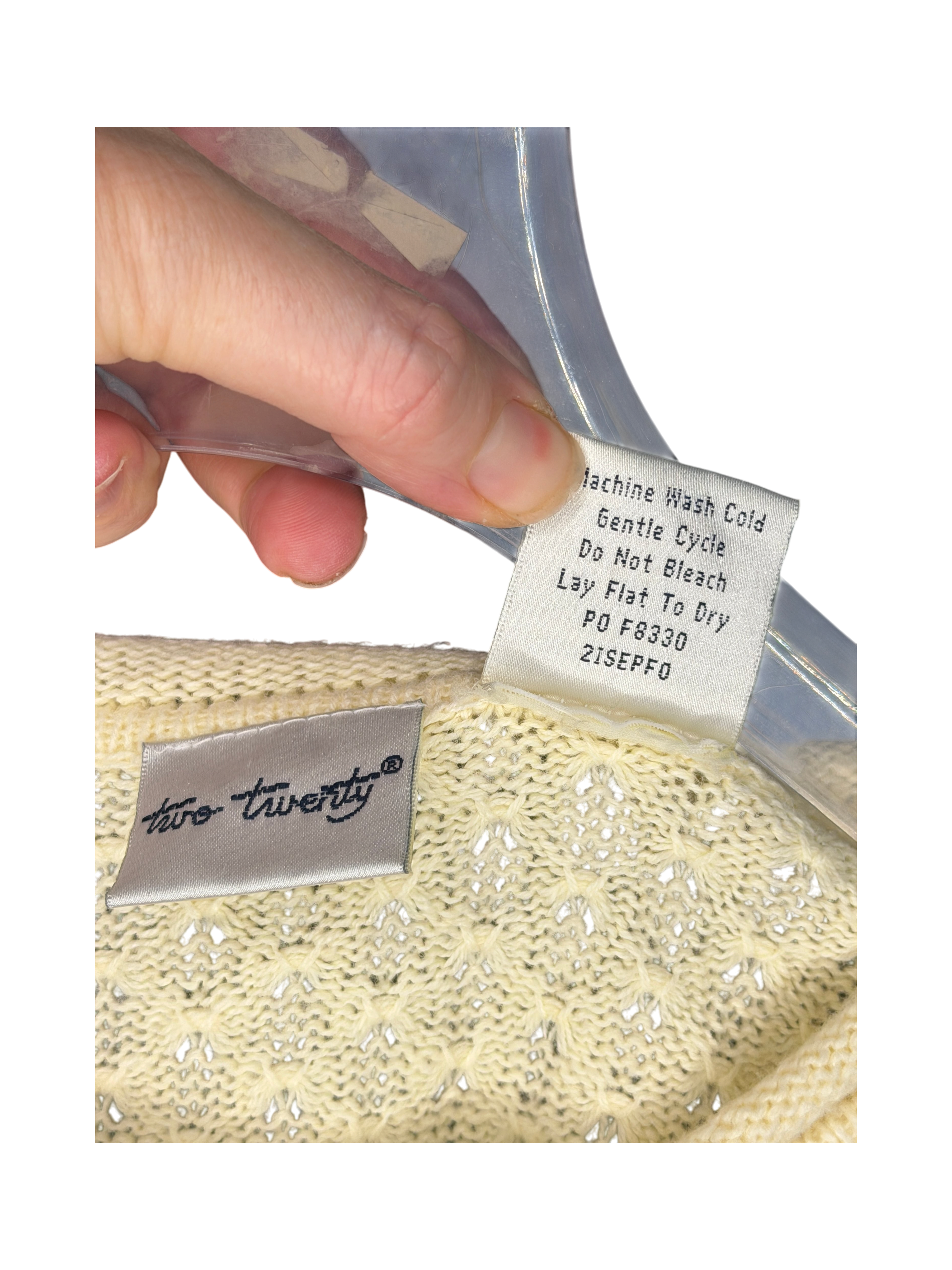 VINTAGE Two Twenty Cottagecore Knitted Cream Top - Thumbnail 5