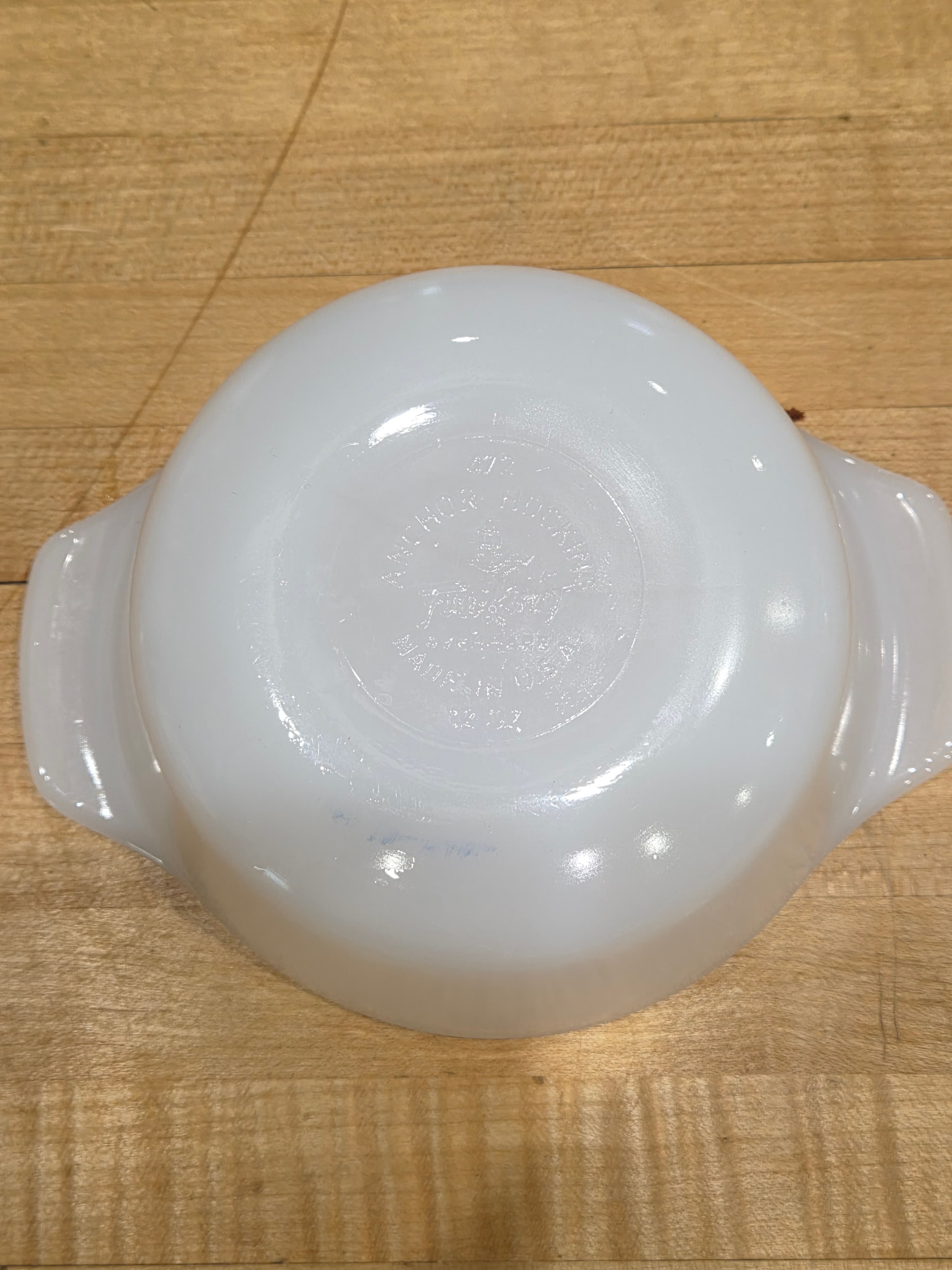 Vintage Fire King Blue Cornflower Milk Glass Lidded Casserole Dish 1 Pint 472 - Thumbnail 5