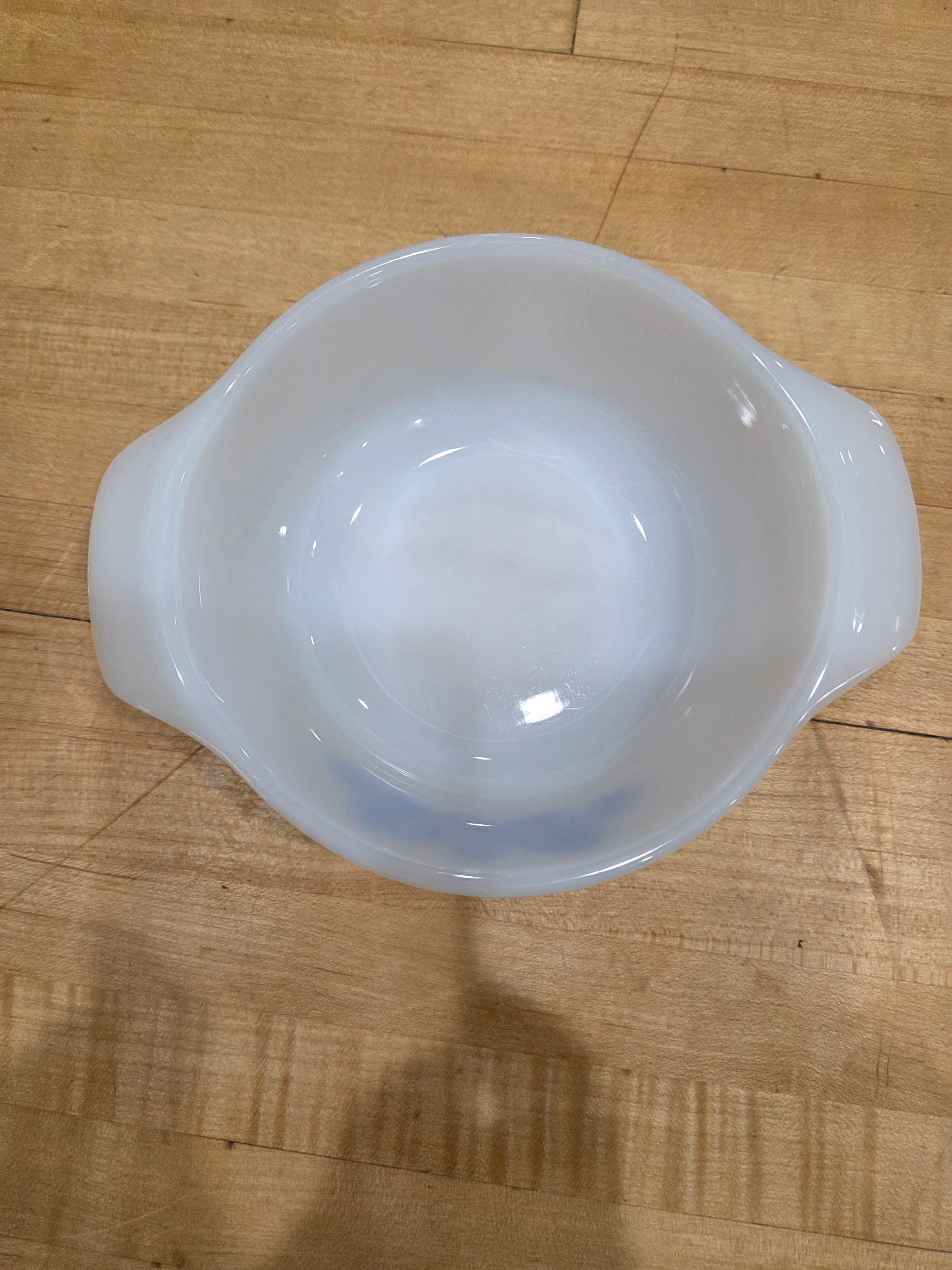 Vintage Fire King Blue Cornflower Milk Glass Lidded Casserole Dish 1 Pint 472 - Thumbnail 4