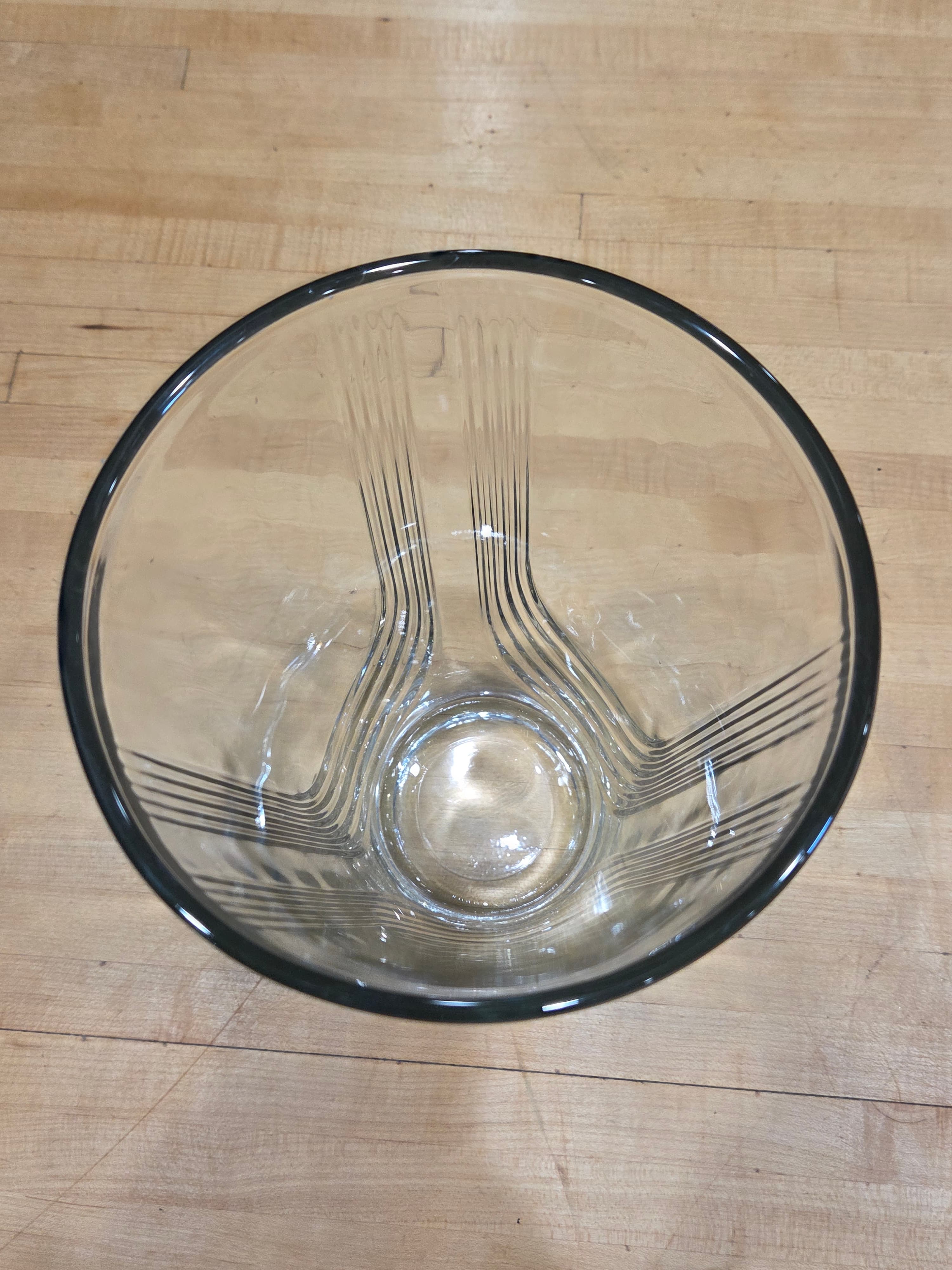 Vintage Clear Glass Tapered Trumpet Vase Fluted Art Deco Ribbed Panel 10 Inch - Thumbnail 2