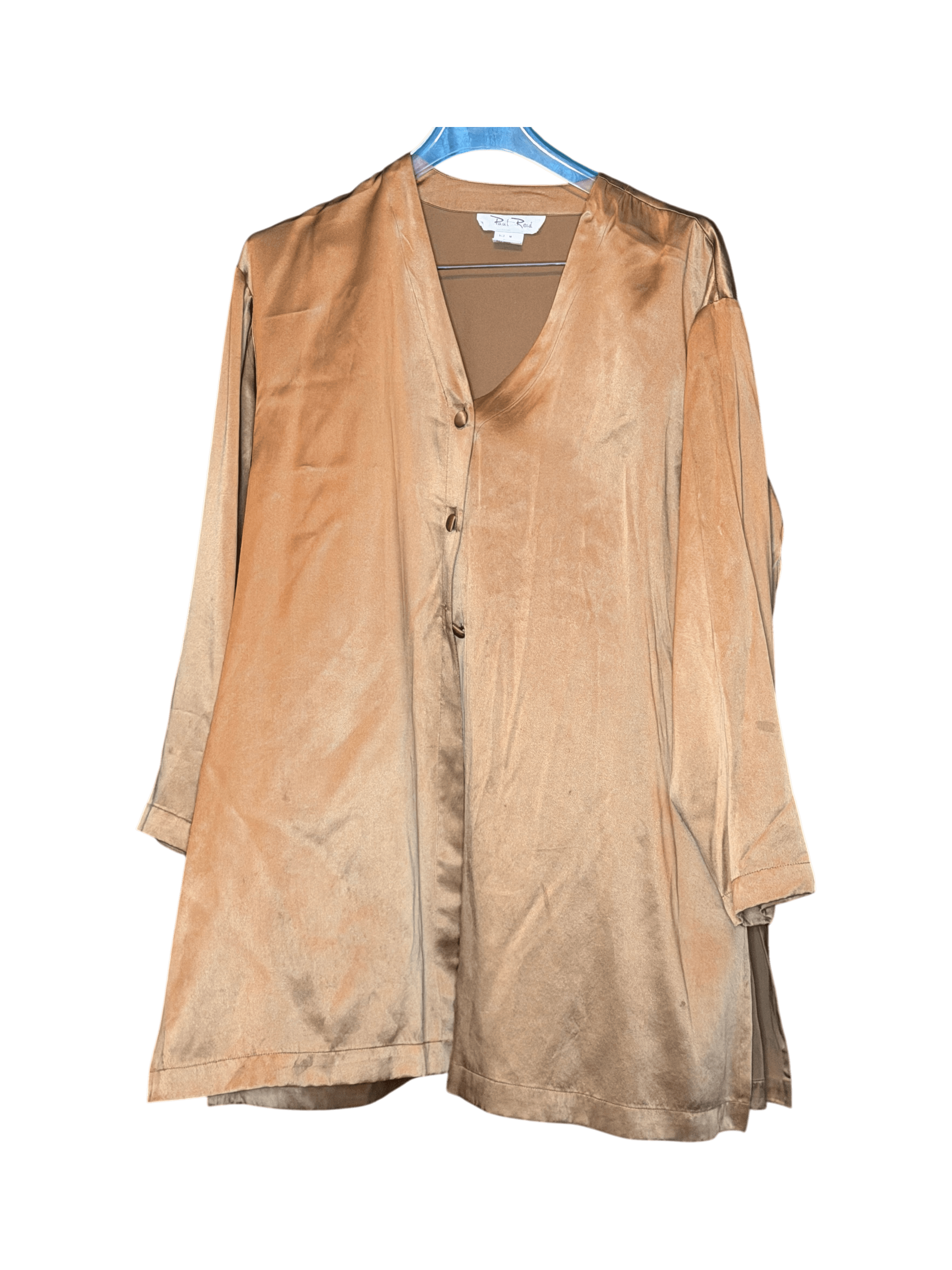 VINTAGE Paul Reid 100% Silk Golden Blouse Size Medium