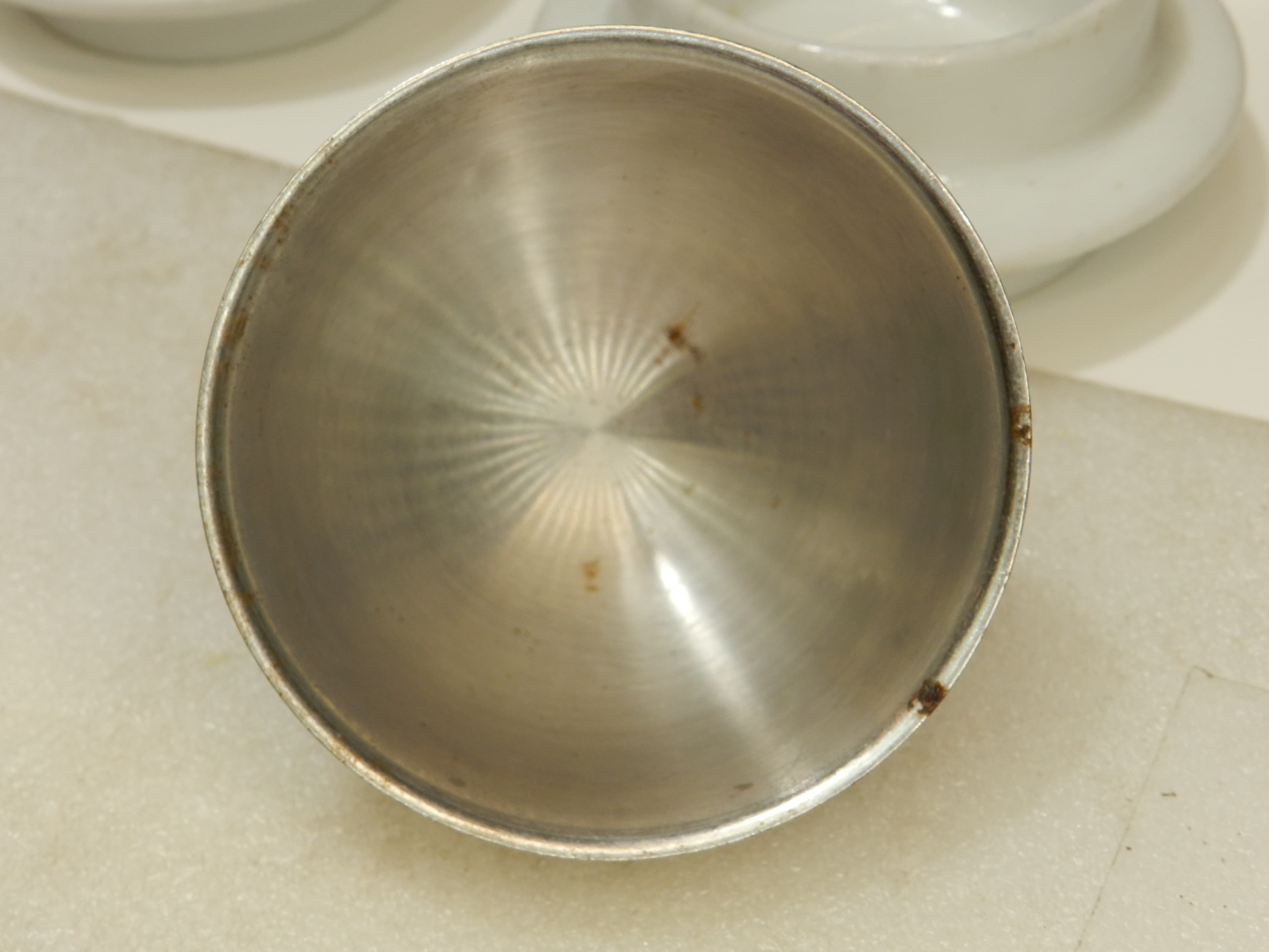6 VTG Artdinox Vertex Stainless & Porcelain Covered Individual Butter Dishes O64 - Thumbnail 8