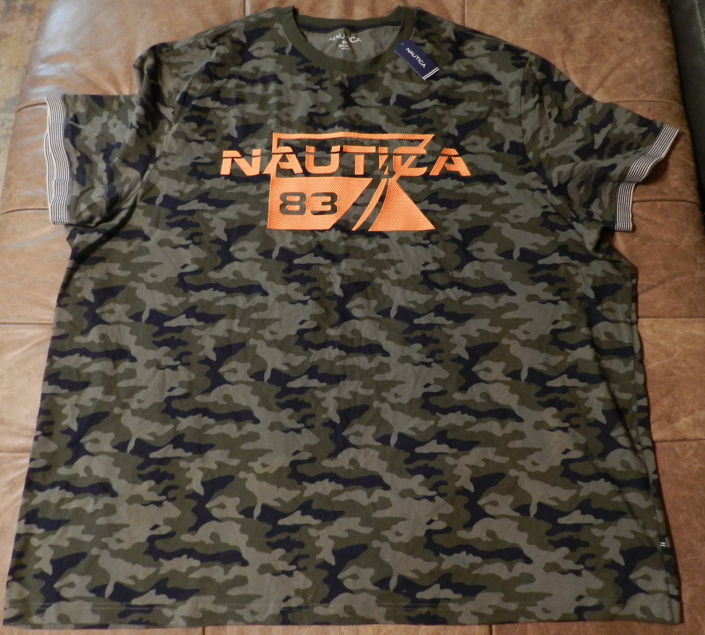 New Mens Nautica Foresting Camo SS Tee T Shirt Size 6XL Embroidery Logo (O66J)