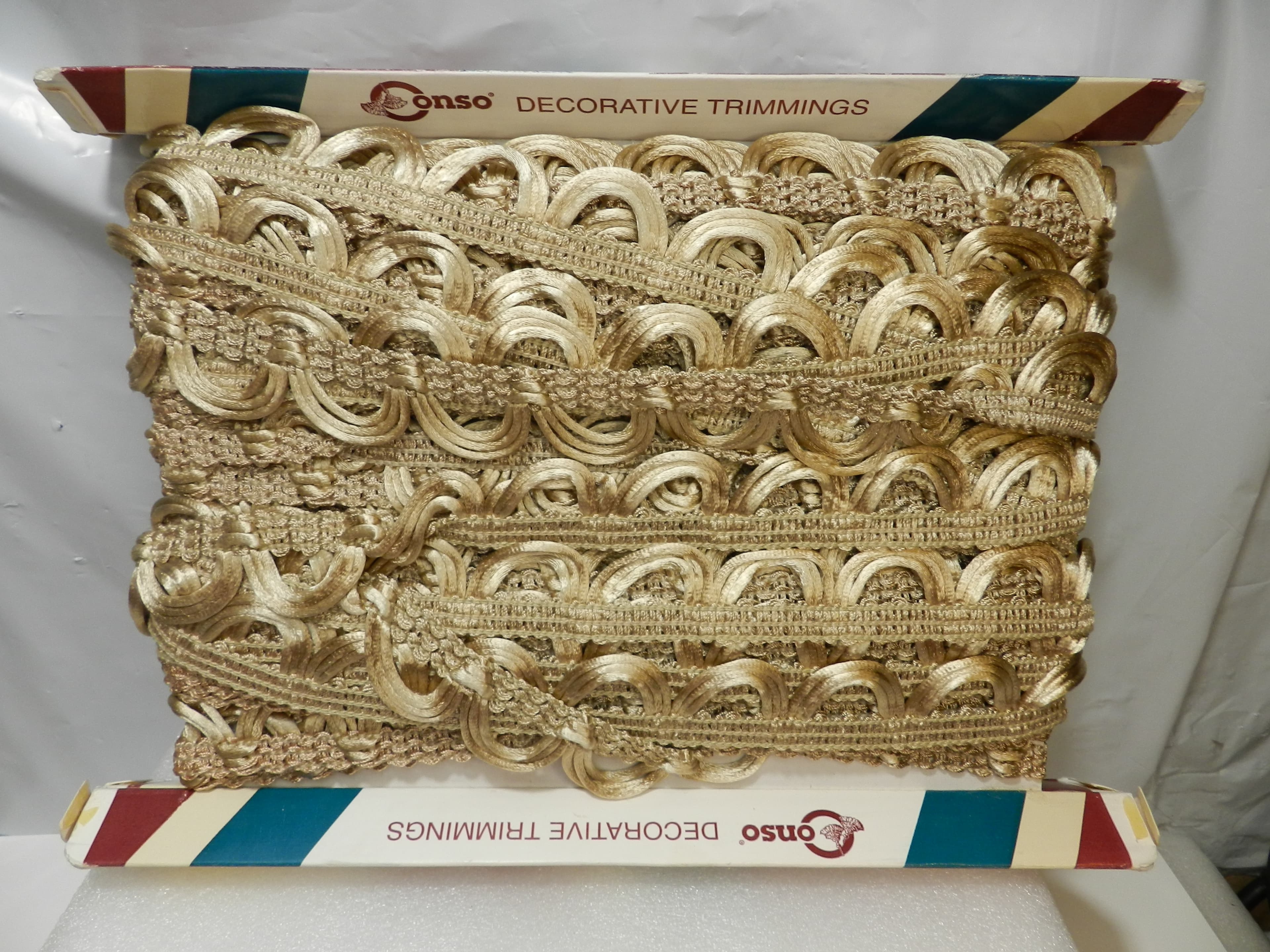 Conso Rayon Rattail Loop Fringe Trim 1 1/2" Antique Gold 24 Yards Rayon (O67JJ)