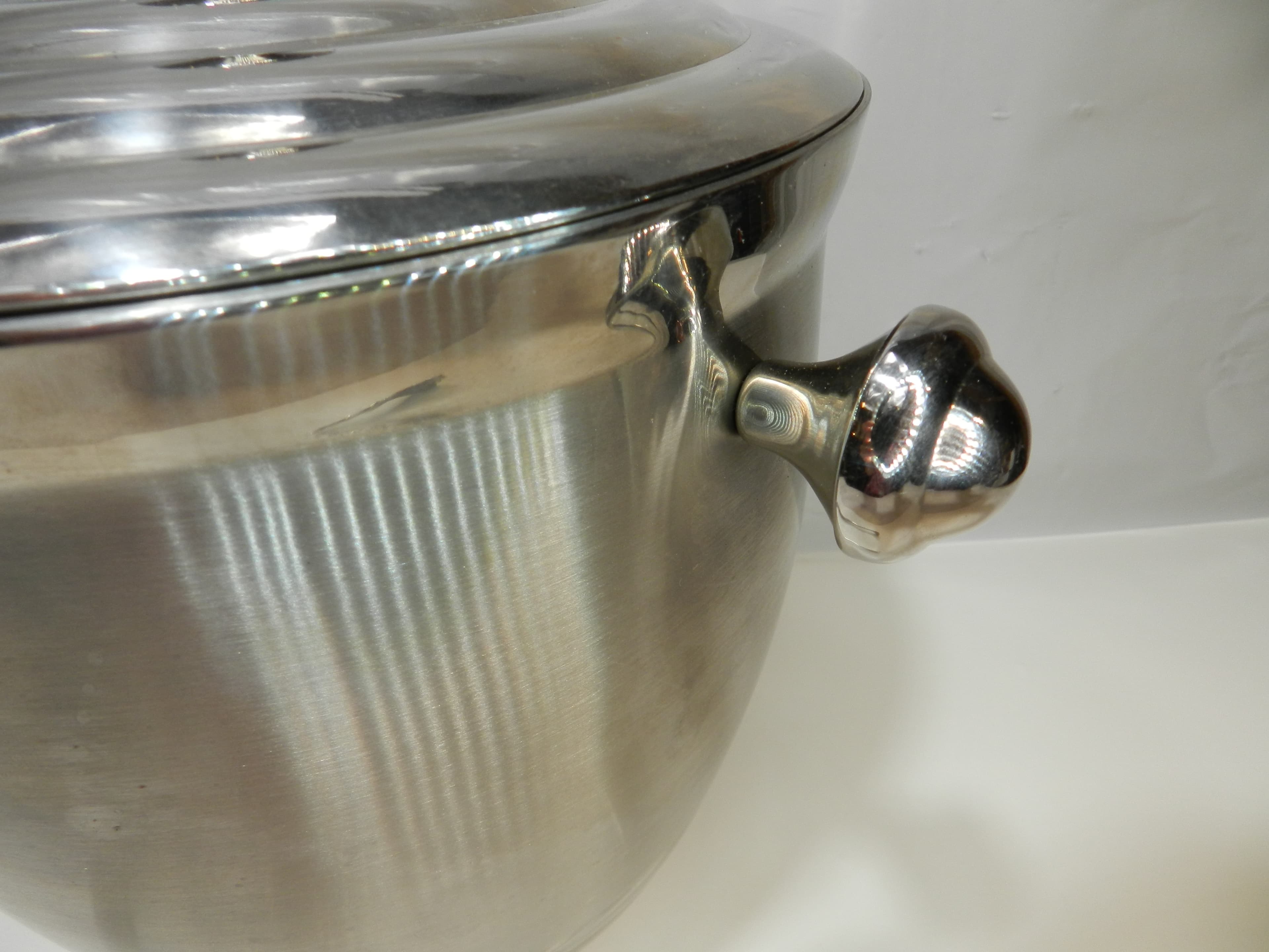 Lenox Tuscany Classic Stainless Steel Ice Bucket 9" Tall Lidded with Tongs O68JJ - Thumbnail 4