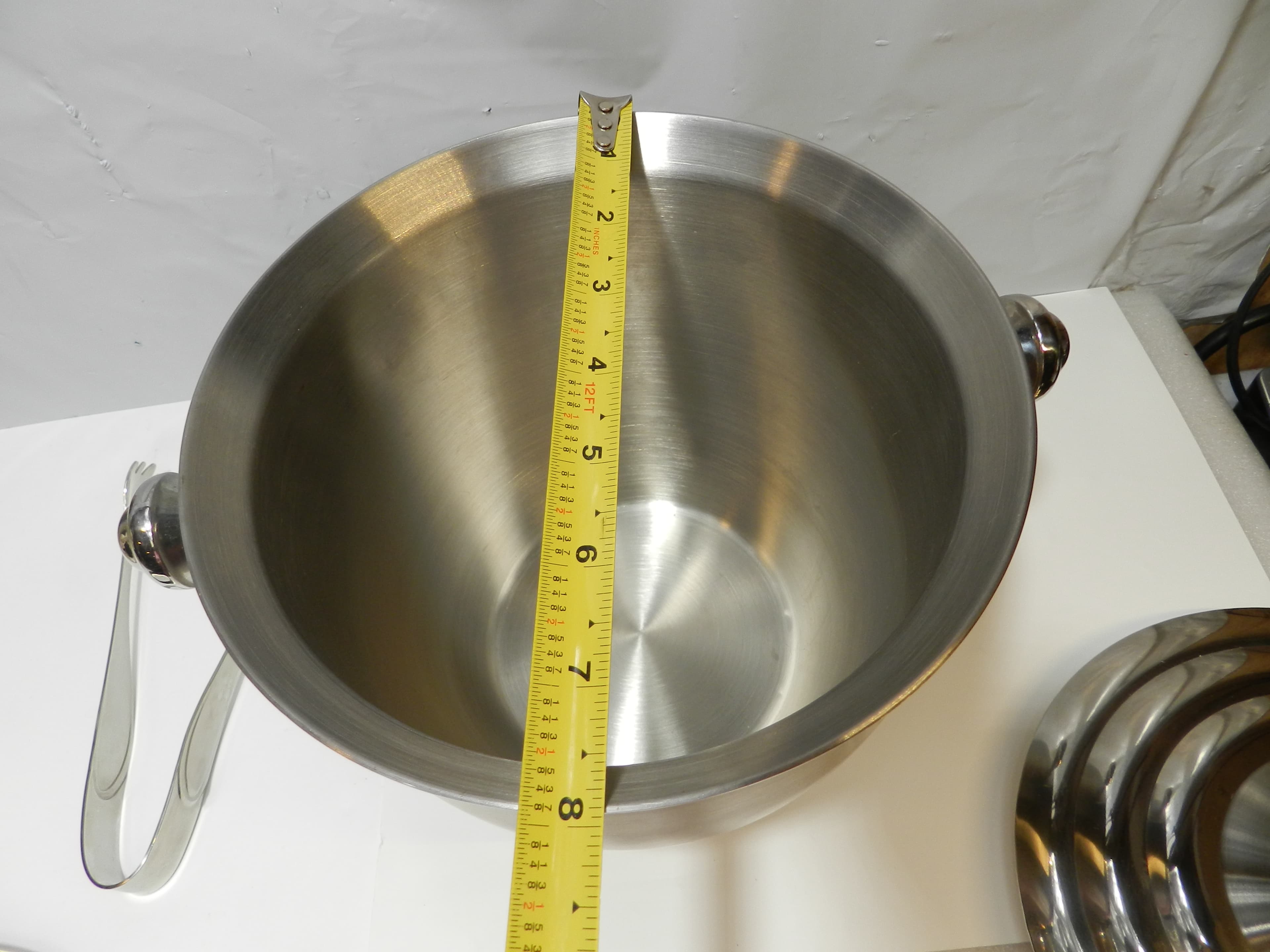Lenox Tuscany Classic Stainless Steel Ice Bucket 9" Tall Lidded with Tongs O68JJ - Thumbnail 3