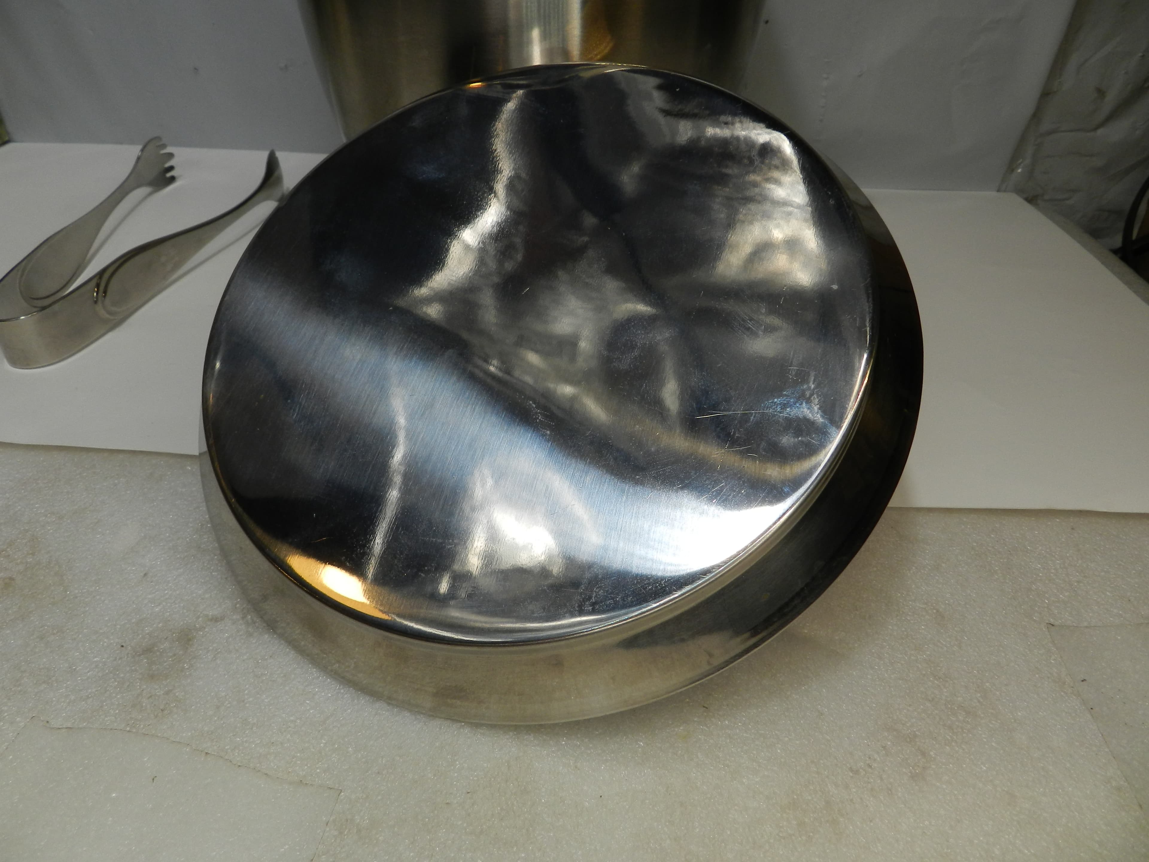 Lenox Tuscany Classic Stainless Steel Ice Bucket 9" Tall Lidded with Tongs O68JJ - Thumbnail 5