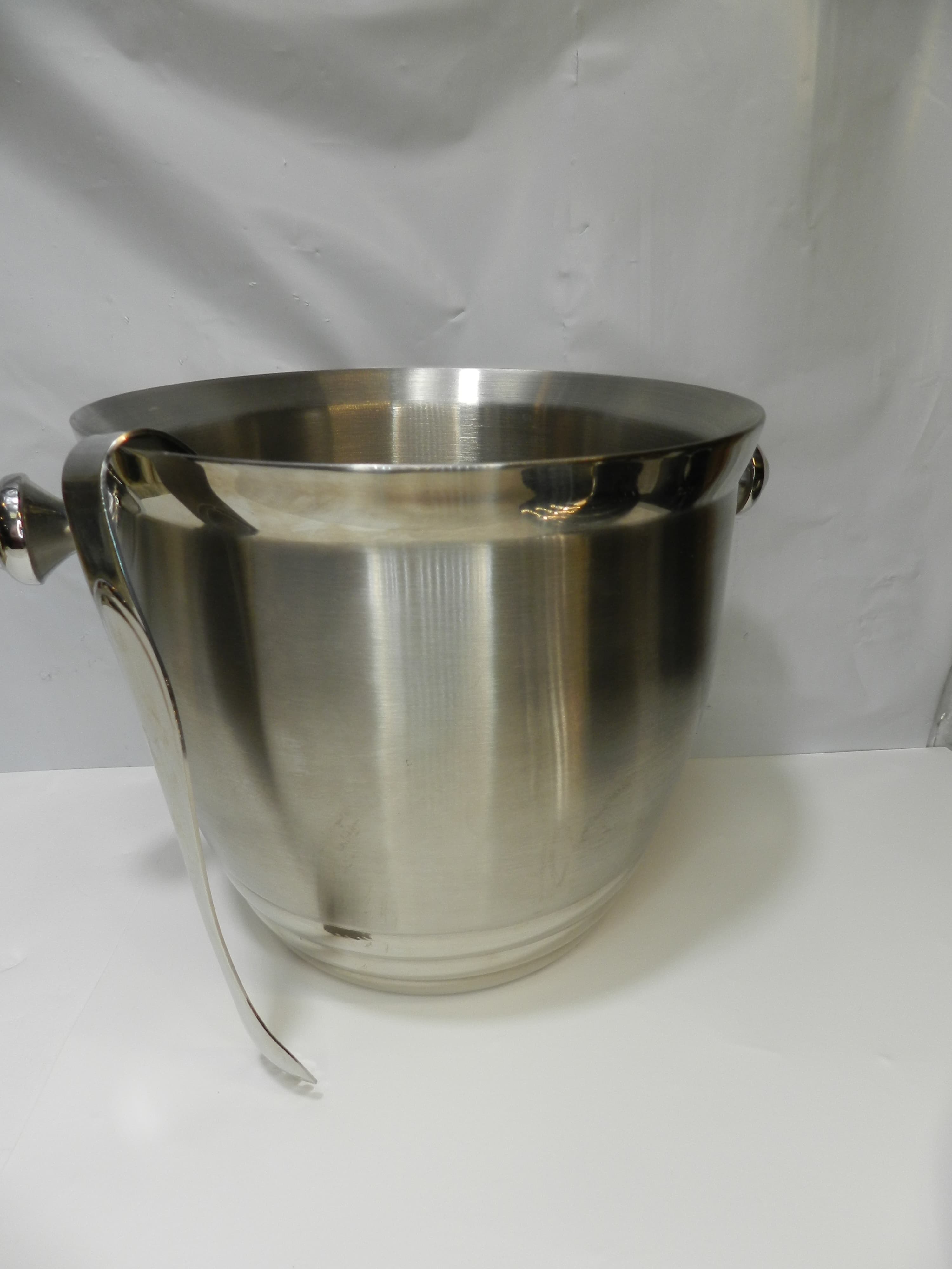 Lenox Tuscany Classic Stainless Steel Ice Bucket 9" Tall Lidded with Tongs O68JJ - Thumbnail 11