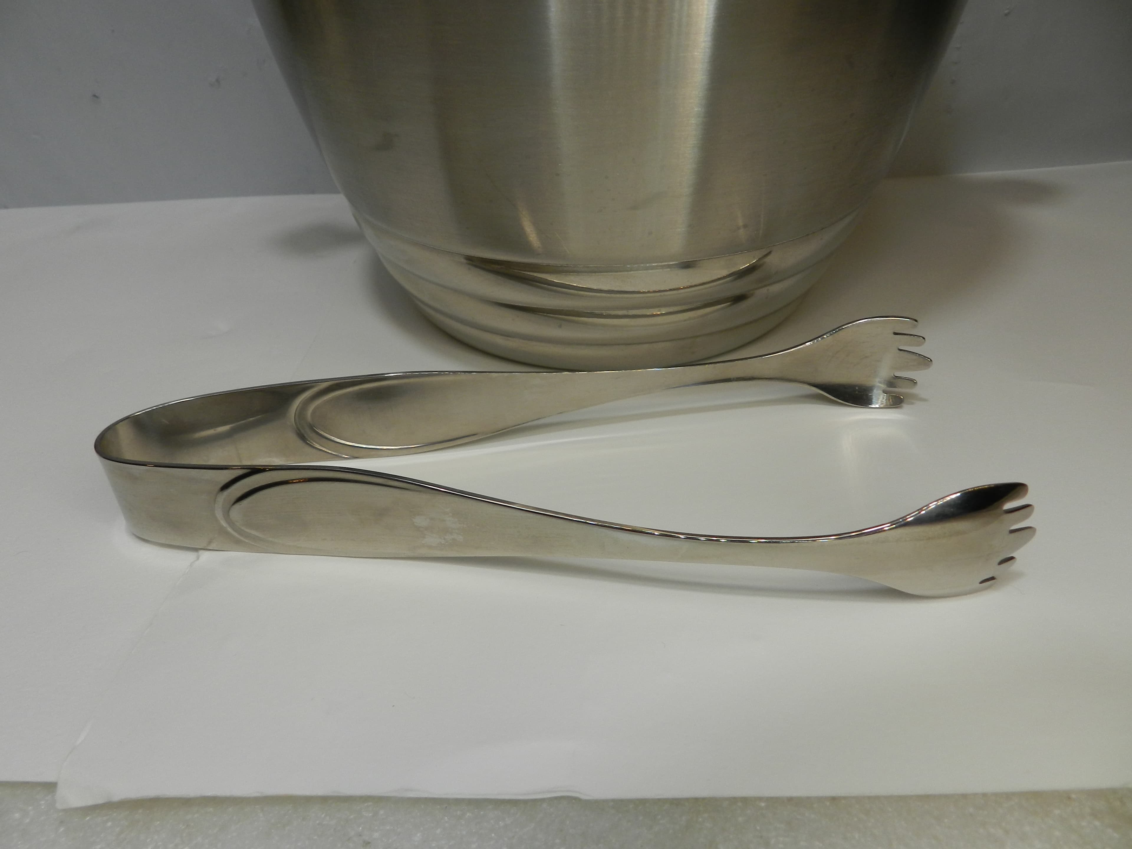 Lenox Tuscany Classic Stainless Steel Ice Bucket 9" Tall Lidded with Tongs O68JJ - Thumbnail 12