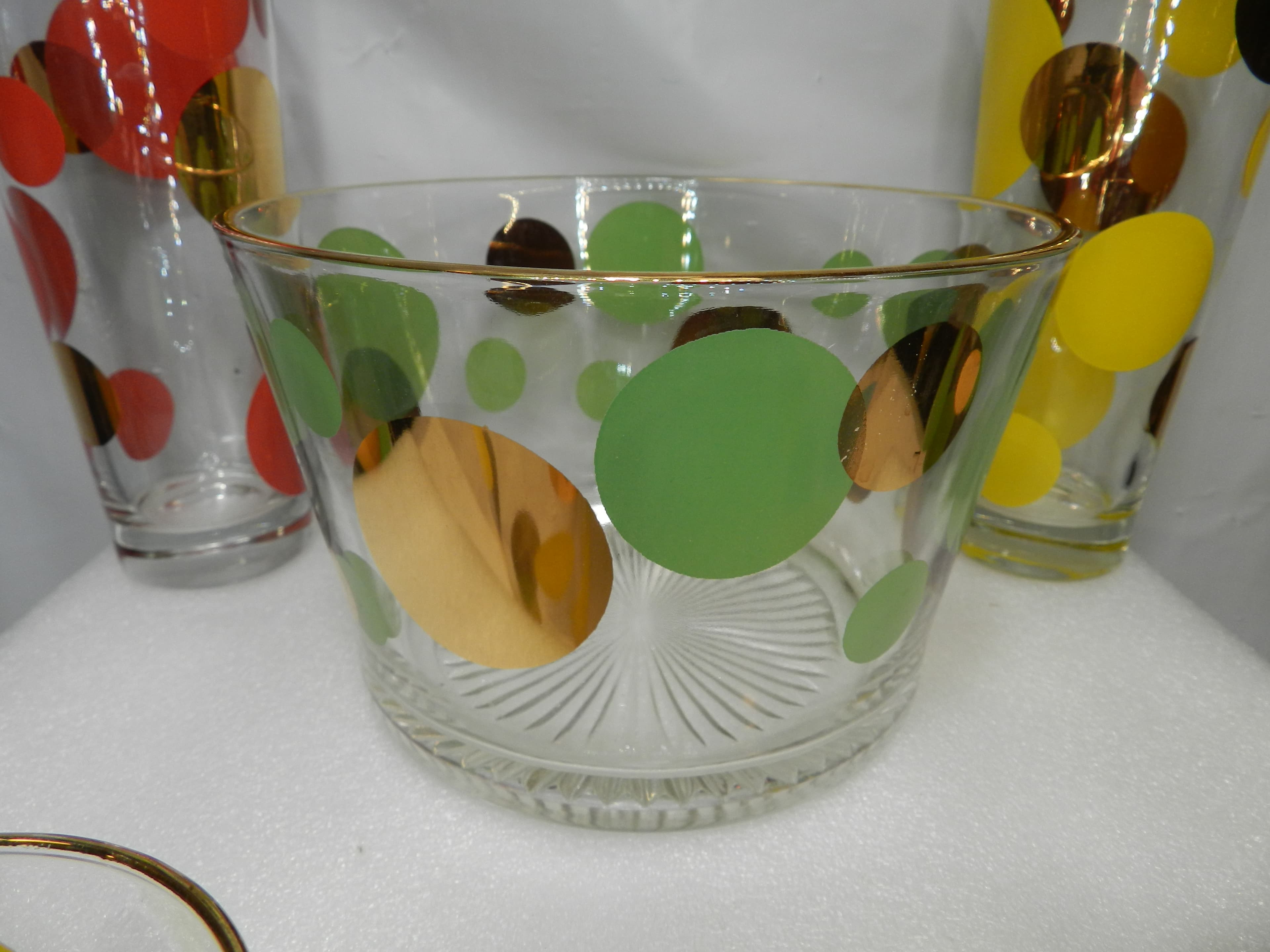 VTG MCM 6 Russell Wright Glasses & Ice Bucket Set Bartlett Collins Tumblers O69J - Thumbnail 3