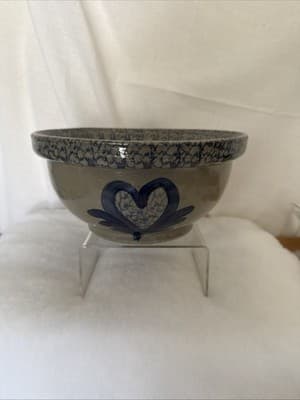 BBP Beaumont Brothers Pottery 9” Mixing/Nesting Bowl Glazed Cobalt Heart - Thumbnail 2