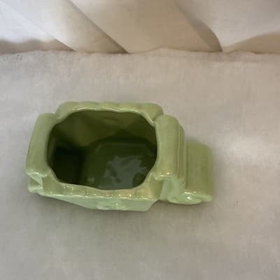 Sage Green Vintage Ceramic Scroll Planter - Thumbnail 3