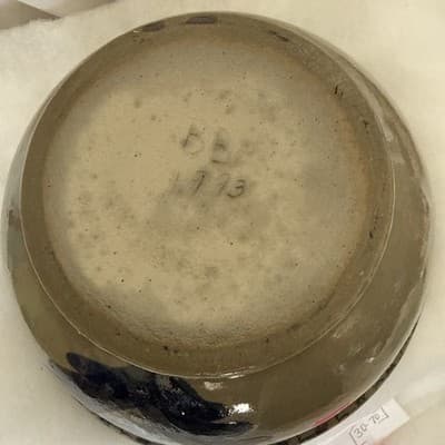 BBP Beaumont Brothers Pottery 9” Mixing/Nesting Bowl Glazed Cobalt Heart - Thumbnail 4
