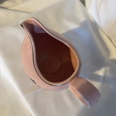 Taylor Smith Beautiful Pink Dwarf Pine Creamer Silver Color Detail Vintage 1950s - Thumbnail 3