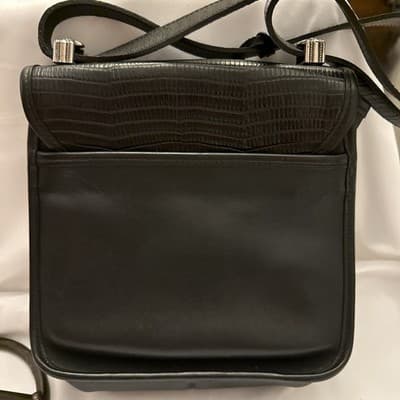 Vintage Brighton Womens Leather Croc Black Bag Purse Heavy Shoulder 751924 - Thumbnail 2