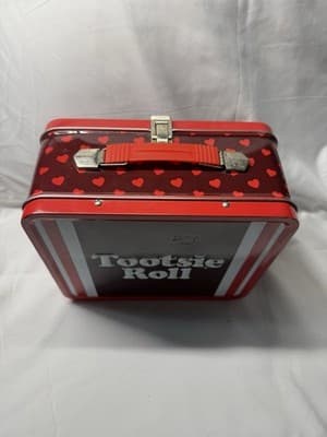 Loungefly Tootsie Roll Tin Lunch Box Tote Red Hearts Metal 2010 Collectible - Thumbnail 2