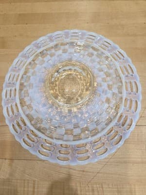 RARE FENTON 1933 Open Edge French Opalescent Chop Plate Ice Blue - Thumbnail 3