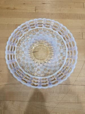 RARE FENTON 1933 Open Edge French Opalescent Chop Plate Ice Blue - Thumbnail 2
