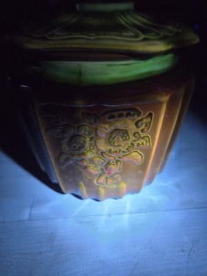 Vintage Amberina Ruby Red Glass Mayfair Open Rose Biscuit Jar Lid 7" UV Glow - Thumbnail 7