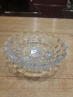 Vintage Fostoria American Clear Glass 3 Toed Bon Bon Candy Bowl Sawtooth 6.5 - Thumbnail 2