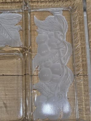 Vintage Clear Frosted Glass Divided Relish Trays Intaglio Fish Fruit Set 2 - Thumbnail 5