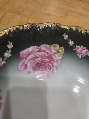 Antique K Steinmann Germany California Rose a la France Hand Handled Cake Plate - Thumbnail 4