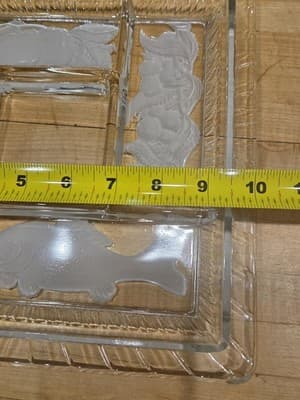 Vintage Clear Frosted Glass Divided Relish Trays Intaglio Fish Fruit Set 2 - Thumbnail 2