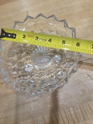Vintage Fostoria American Clear Glass 3 Toed Bon Bon Candy Bowl Sawtooth 6.5 - Thumbnail 4