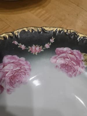 Antique K Steinmann Germany California Rose a la France Hand Handled Cake Plate - Thumbnail 3