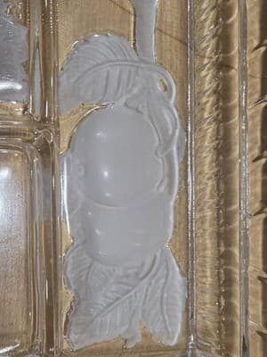 Vintage Clear Frosted Glass Divided Relish Trays Intaglio Fish Fruit Set 2 - Thumbnail 3
