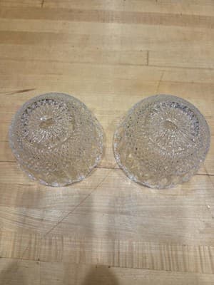 Vintage 24% Lead Crystal Ruffled Dessert Bowls Heavy Starburst Pair Set 2 - Thumbnail 2