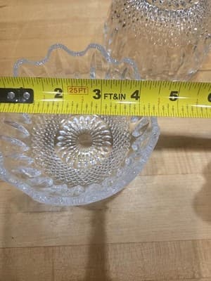 Vintage 24% Lead Crystal Ruffled Dessert Bowls Heavy Starburst Pair Set 2 - Thumbnail 4