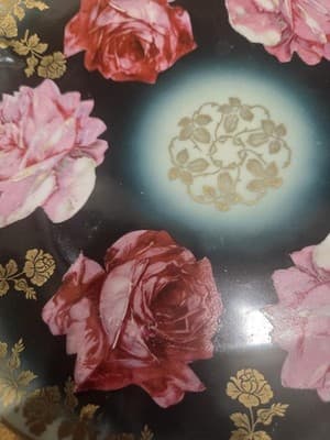 Antique ZS Co Bavaria Mignon Hand Painted Pink Rose Gold Cabinet Plate 1880 - Thumbnail 4