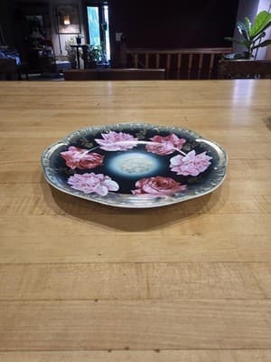 Antique ZS Co Bavaria Mignon Hand Painted Pink Rose Gold Cabinet Plate 1880 - Thumbnail 3