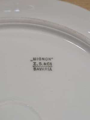 Antique ZS Co Bavaria Mignon Hand Painted Pink Rose Gold Cabinet Plate 1880 - Thumbnail 6
