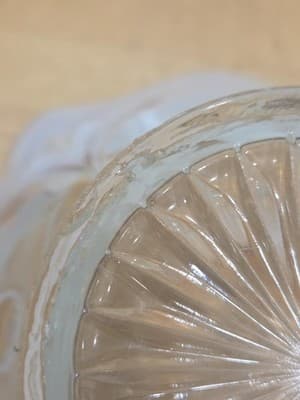 Antique Dugan Glass Wheel and Block White Opalescent Star Ruffled Bowl 1905 - Thumbnail 3