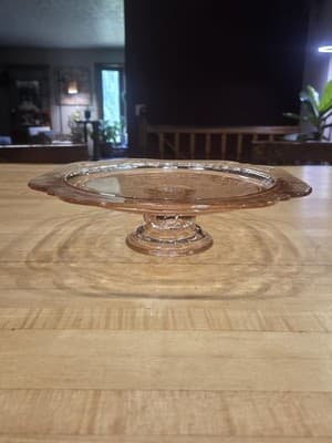 Vintage Indiana Glass Recollection Pink Madrid Pedestal Cake Stand 10.25 - Thumbnail 2