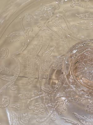 Vintage Indiana Glass Recollection Pink Madrid Pedestal Cake Stand 10.25 - Thumbnail 3