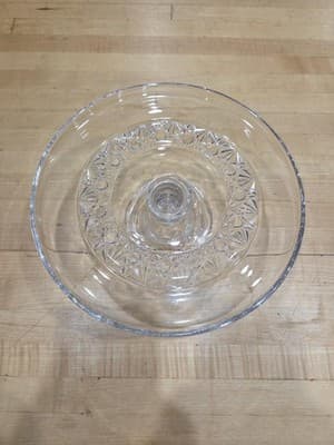 Vintage Clear Pressed Glass Pedestal Cake Stand Starburst 8 inch - Thumbnail 2