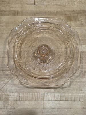 Vintage Indiana Glass Recollection Pink Madrid Pedestal Cake Stand 10.25 - Thumbnail 4
