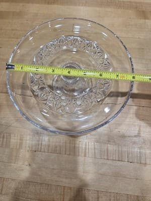 Vintage Clear Pressed Glass Pedestal Cake Stand Starburst 8 inch - Thumbnail 4