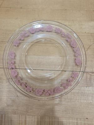Vintage Anchor Hocking Pink Gooseberry Clear Glass Dessert Plates Set of 8 - Thumbnail 3